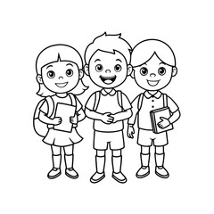 Single Line Art Coloring Page for Kids - Back to School Vector Illustration