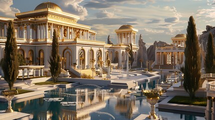 Fototapeta premium Golden Palace at Sunset
