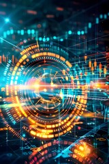 Fototapeta premium Abstract Futuristic Technology Background with Glowing Lines and Data.