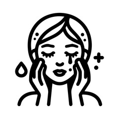 Beautiful girl take care of her facial washing icon