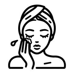 Beautiful girl take care of her facial washing icon