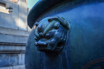 Beast heads on bronze jars in Summer Palace, Beijing
