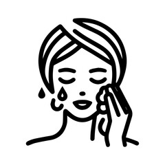 Beautiful girl take care of her facial washing icon