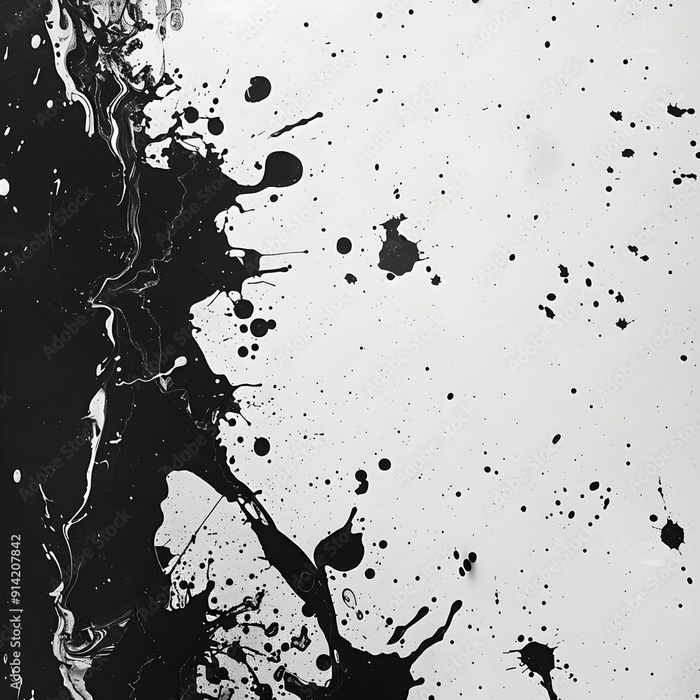 Poster monochrome abstract ink splash background for modern mockup and copy space design