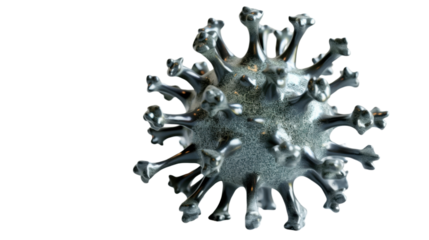 3D model of a coronavirus virus on transparent background