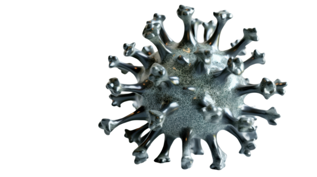 3D model of a coronavirus virus on transparent background