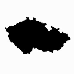 Hand drawn black map of Czech Republic. Silhouette, Europe geography. Vector isolated on white background