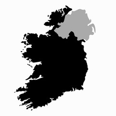 Obraz premium Hand drawn black map of Ireland. Silhouette, Europe geography. Vector isolated on white background