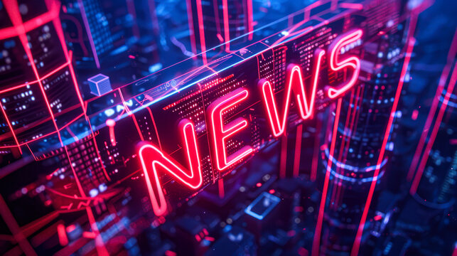 News neon sign. Text News Design template neon sign, light banner, neon signboard, nightly bright advertising, light inscription. illustration