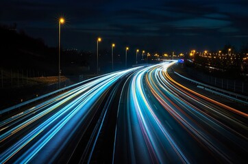Night Highway Light Trails
