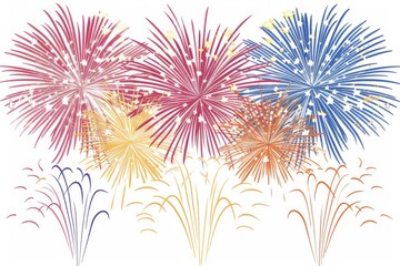 Fireworks lighting up the night sky during a jubilant fiesta Illustration on a clear white background --ar 3:2 --style raw Job ID: 60a76a20-89e7-4b1e-9c56-7be215d19180