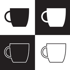 Coffee cup line web icons. Disposable coffee cup. Coffee paper cup, plastic container for hot and cold drink, juice, tea. Isolated on  black background. Vector illustration.  EPS 10