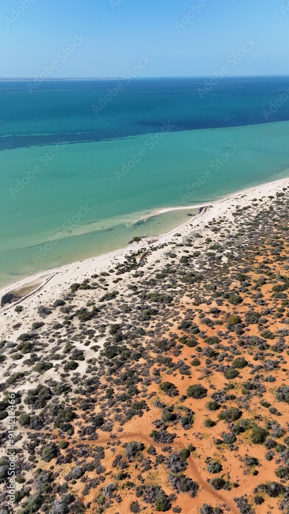 Poster Scenic view of coastal landscape of Monkey Mia, Western Australi