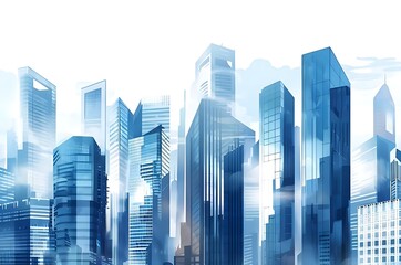 Fototapeta premium Modern City Skyline in Blue Tones