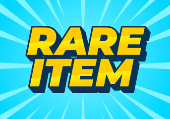 Rare item. Text effect in 3D style for print ad purpose