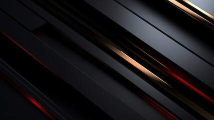 Obraz premium Abstract dark background with red and gold lines.