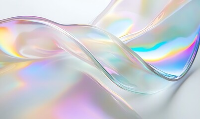 Abstract holographic iridescent colorful shape, 3d render