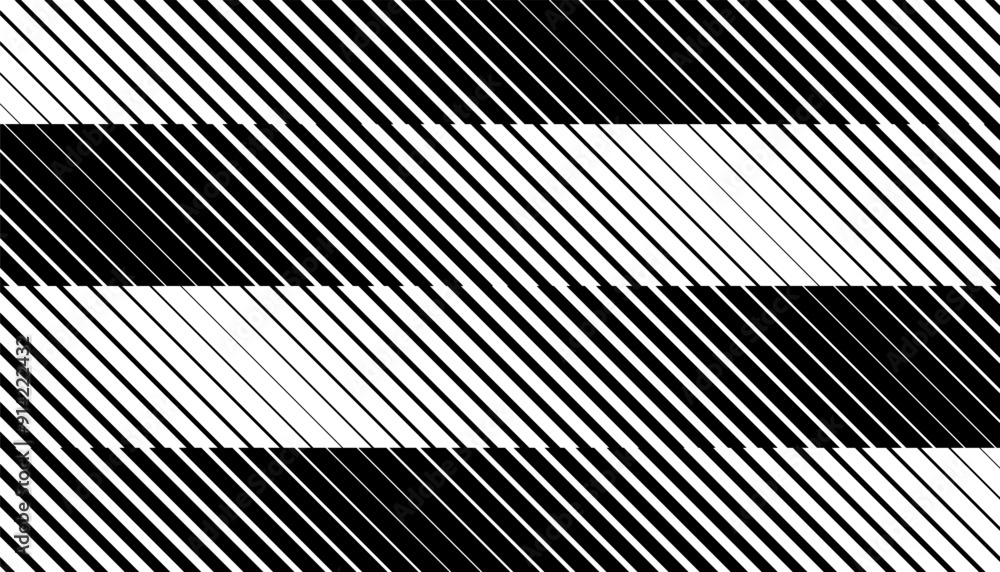 Poster smooth transition lines pattern with diagonal shape. black isolated on white background. fully edita