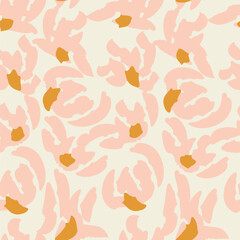 Stylish seamless pattern with abstract pink  flowers. Vector square background, illustration, print, design