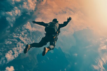 a man jump for sky diving 