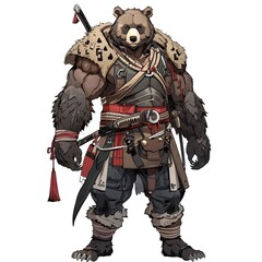 Fototapeta premium Anime Bear Warrior. AI generated art illustration.