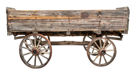 Fototapeta premium Wooden cart wagon on transparent background