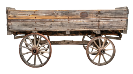 Wooden cart wagon on transparent background