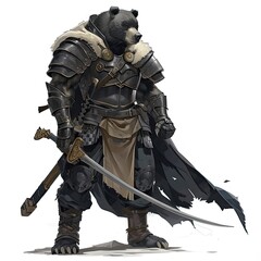 Fototapeta premium Anime Bear Warrior. AI generated art illustration.