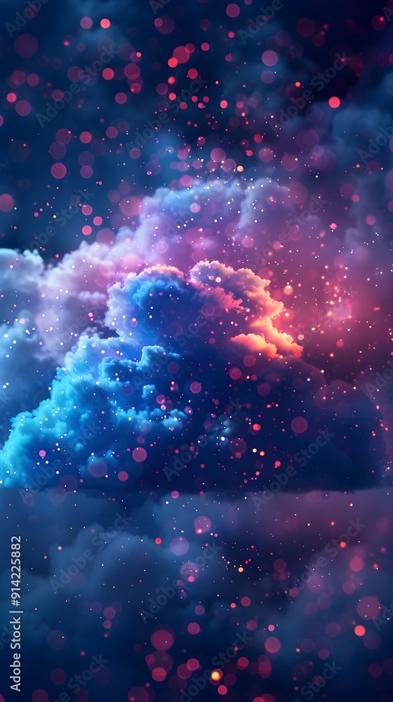 Poster vibrant abstract cloud technology background with glowing data streams and futuristic concept