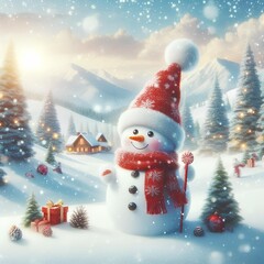 Obraz premium Merry christmas and happy new year greeting card with copy-space.