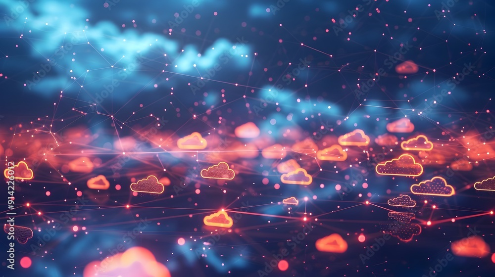 Poster captivating digital cloud network abstract data visualization concept