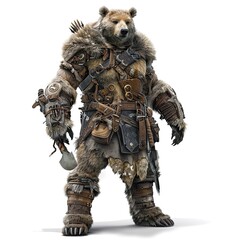 Fototapeta premium Anime Bear Warrior. AI generated art illustration.