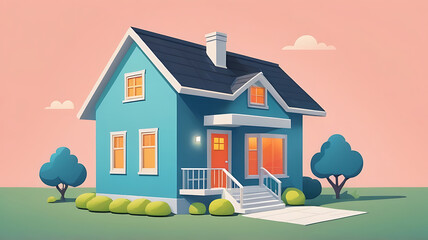 Minimalistic style image of a house with a simple background