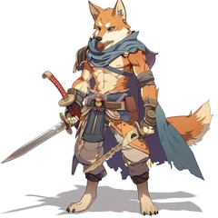 Obraz premium Anime Dog Warrior. AI generated art illustration.