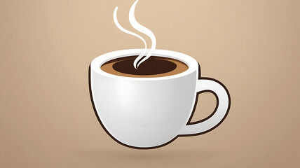 Obraz premium Minimalistic icon of a steaming coffee cup with a simple background, for advertisement