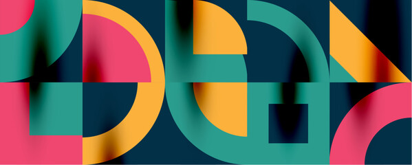 Obraz premium Neo memphis geometric pattern with circles, squares. Pop art abstract background for covers, banners, flyers and posters and other templates