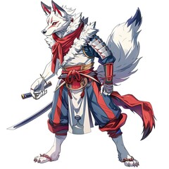 Fototapeta premium Anime Dog Warrior. AI generated art illustration.