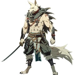 Fototapeta premium Anime Dog Warrior. AI generated art illustration.