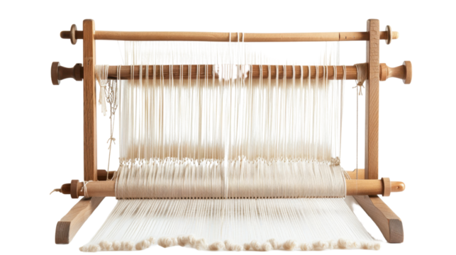 Wooden loom on transparent background 