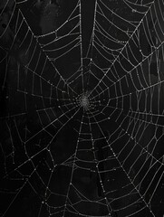 Obraz premium A close-up shot of a intricate spider web in black and white