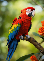 Fototapeta premium red and blue macaw