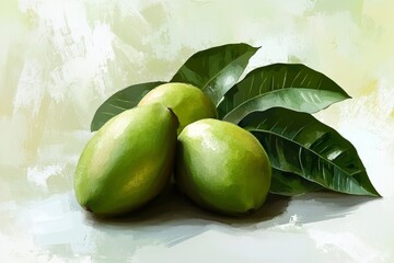 Obraz premium An isolated guava with bright leaves is separated from a transparent background