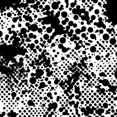 Black and White Grunge Texture: Abstract Futuristic Background with Cracks, Scratches, Stains, and Chips - Vintage Dirty Wall Surface