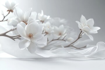 Obraz premium A white flower with a transparent surface. A botanical design.