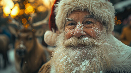 Close-up of adorable Santa Claus with a cheerful and warm expression