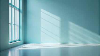 Fototapeta premium A light blue canvas with captivating window shadows creates a calm yet visually engaging backdrop for your products.