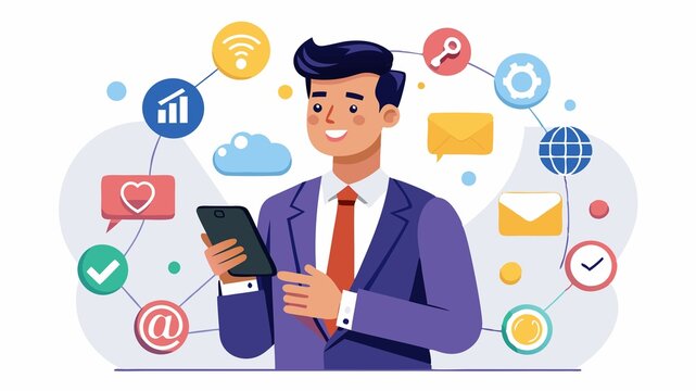 A mobile phone becomes a powerful marketing tool in the hands of a businessman. The social media platforms to engage with customers, promote brands, and foster connections in the digital marketplace.