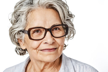 Fototapeta premium Portrait of a Senior Woman Wearing Glasses and Smiling