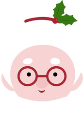 Mrs Claus head flat vector.
Cute Mrs Claus face flat svg.
Isolated Christmas santa claus wife head illustration. 