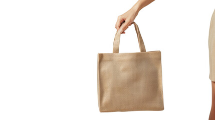 Woman holding shopping bag on transparent background